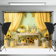 Lofaris Yellow Curtain Wall Sunflower Backdrop For Portrait