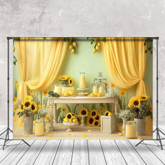 Lofaris Yellow Curtain Wall Sunflower Backdrop For Portrait