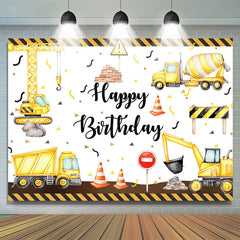 Lofaris Yellow Excavator Construction Site Birthday Backdrop