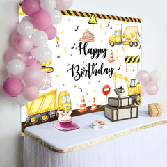 Lofaris Yellow Excavator Construction Site Birthday Backdrop