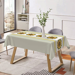 Lofaris Yellow Floral Green Simple Rectangle Tablecloth