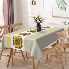 Lofaris Yellow Floral Green Simple Rectangle Tablecloth