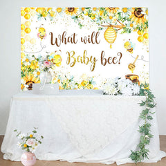 Lofaris Yellow Floral Honeycomb Bees Gender Reveal Backdrop