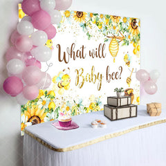 Lofaris Yellow Floral Honeycomb Bees Gender Reveal Backdrop