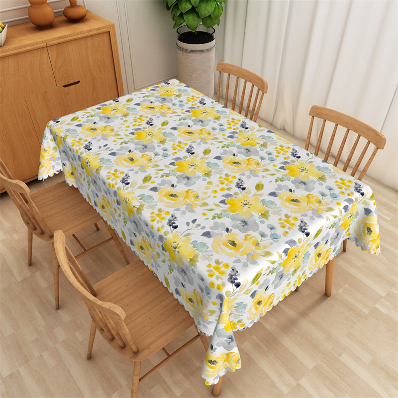 Lofaris Yellow Floral Pastoral Style Colorful Tablecloth