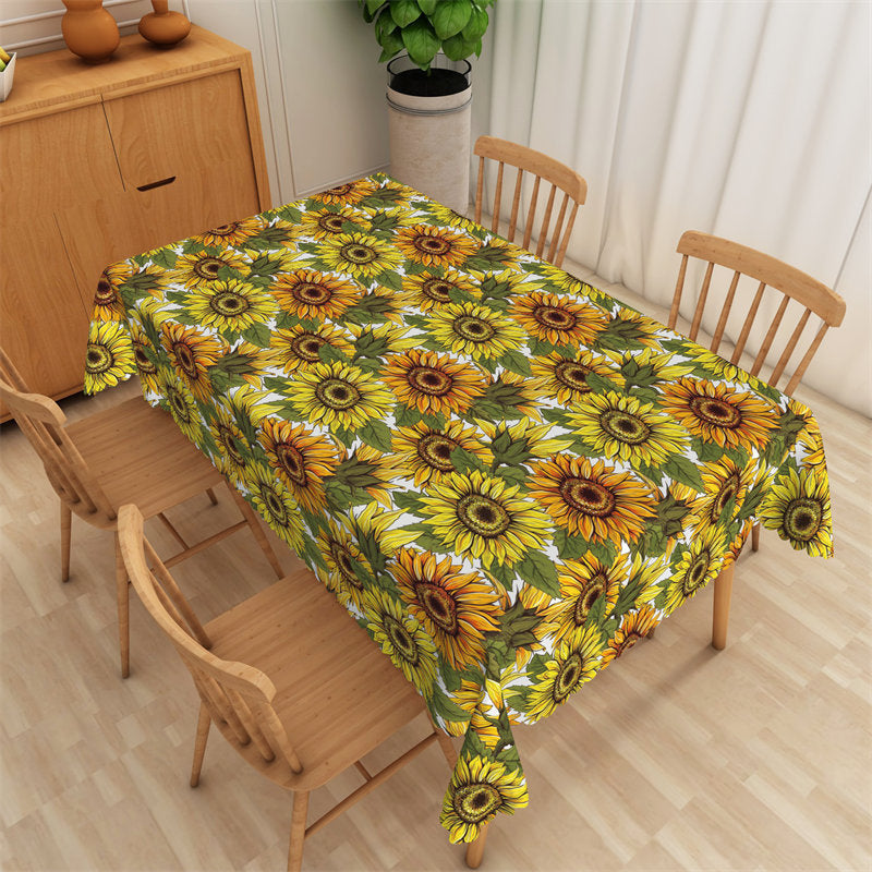 Lofaris Yellow Gorgeous Sunflower Field Picnic Tablecloth