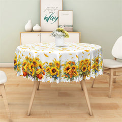 Lofaris Yellow Gorgeous Sunflower Leaves Round Tablecloth