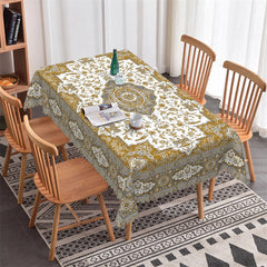 Lofaris Yellow Green Classical Floral Rectangle Tablecloth