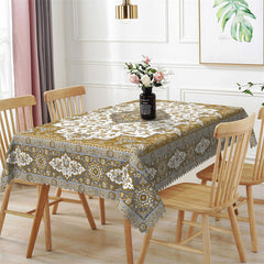 Lofaris Yellow Green Classical Floral Rectangle Tablecloth