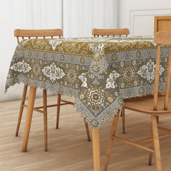 Lofaris Yellow Green Classical Floral Rectangle Tablecloth