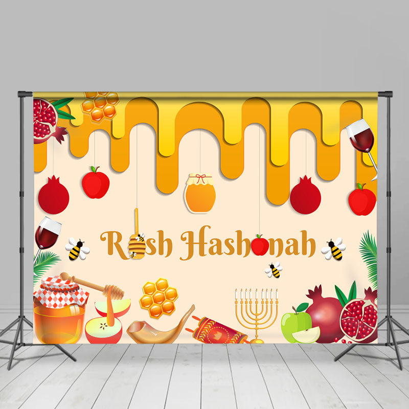 Lofaris Yellow Honey Rosh Hashanah Jewish New Year Backdrop