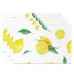 Lofaris Yellow Lemon Green Leaf White Set Of 4 Placemats