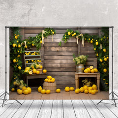 Lofaris Yellow Lemons Green Plant Wood Board Autumn Backdrop