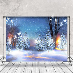 Lofaris Yellow Light Night Snow Scene Photography Backdrop