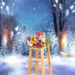 Lofaris Yellow Light Night Snow Scene Photography Backdrop