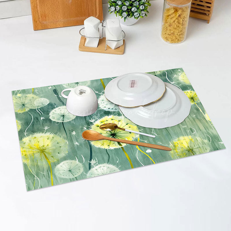 Lofaris Yellow Pattern Floral Dining Set Of 4 Placemats