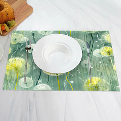 Lofaris Yellow Pattern Floral Dining Set Of 4 Placemats