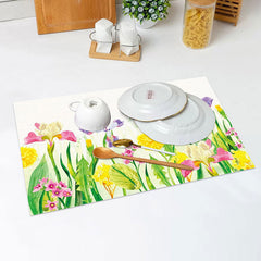 Lofaris Yellow Pink Floral Green Leaves Set Of 4 Placemats