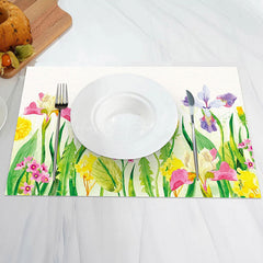 Lofaris Yellow Pink Floral Green Leaves Set Of 4 Placemats