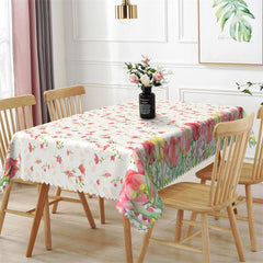 Lofaris Yellow Pink Tulip Flowers Party Rectangle Tablecloth