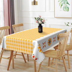 Lofaris Yellow Plaid Dining Room Pattern Rectangle Tablecloth