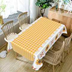 Lofaris Yellow Plaid Dining Room Pattern Rectangle Tablecloth