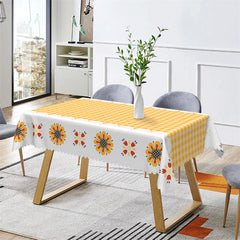 Lofaris Yellow Plaid Dining Room Pattern Rectangle Tablecloth