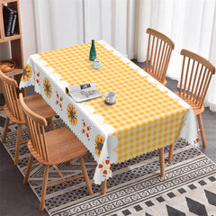 Lofaris Yellow Plaid Dining Room Pattern Rectangle Tablecloth