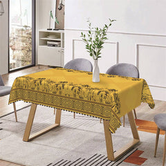 Lofaris Yellow Plant Rhombus Line Print Rectangle Tablecloth