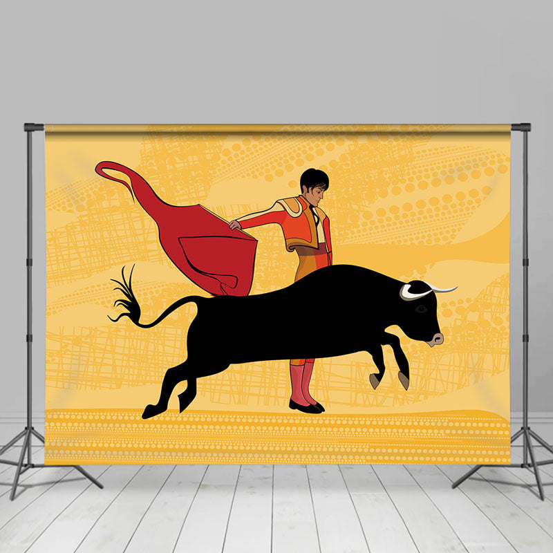 Lofaris Yellow Red Bullfighting Show San Fermin Backdrop