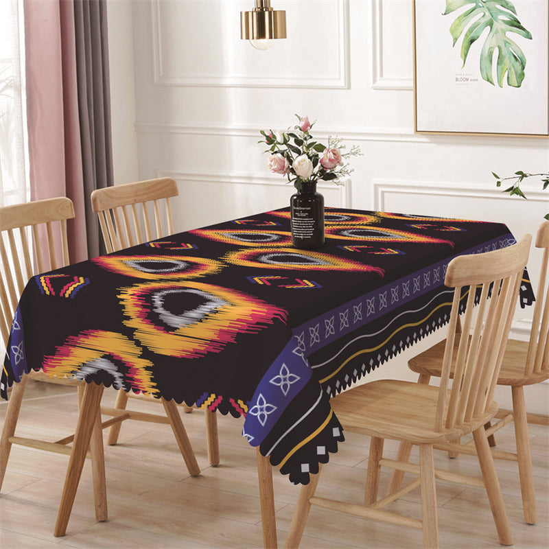 Lofaris Yellow Red Flame Black Regular Rectangle Tablecloth