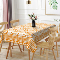 Lofaris Yellow Repeat Floral Shaped Rectangle Tablecloth