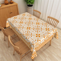 Lofaris Yellow Repeat Floral Shaped Rectangle Tablecloth