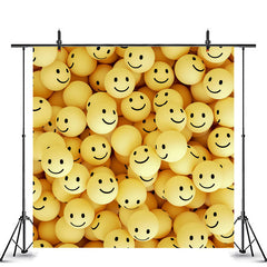 Lofaris Yellow Smiley Balls Kids Party Backdrop For Photo