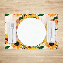 Lofaris Yellow Sunflora Newspaper Dining Set Of 4 Placemats