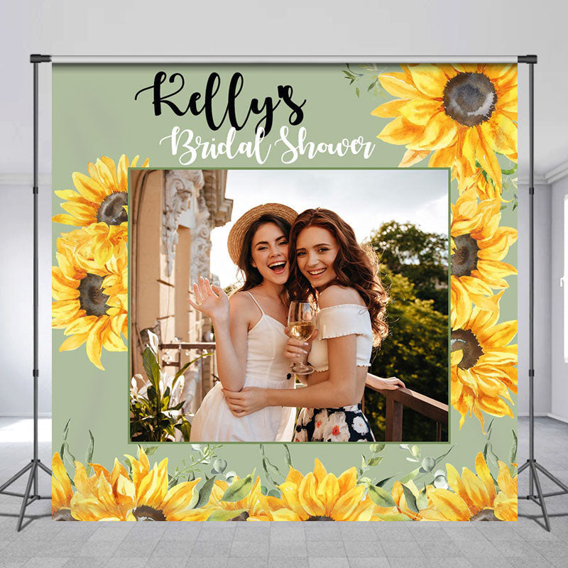 Lofaris Yellow Sunflower Custom Photo Bridal Shower Backdrop