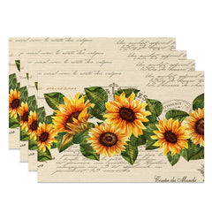 Lofaris Yellow Sunflower Leaf Newspaper Set Of 4 Placemats