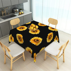 Lofaris Yellow Sunflowers Black Repeat Square Tablecloth