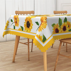 Lofaris Yellow Sunflowers Simple White Rectangle Tablecloth