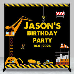 Lofaris Yellow Truck Worker Custom Birthday Backdrop For Boy