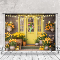 Lofaris Yellow Tulip Floral Door Umbrella Spring Backdrop