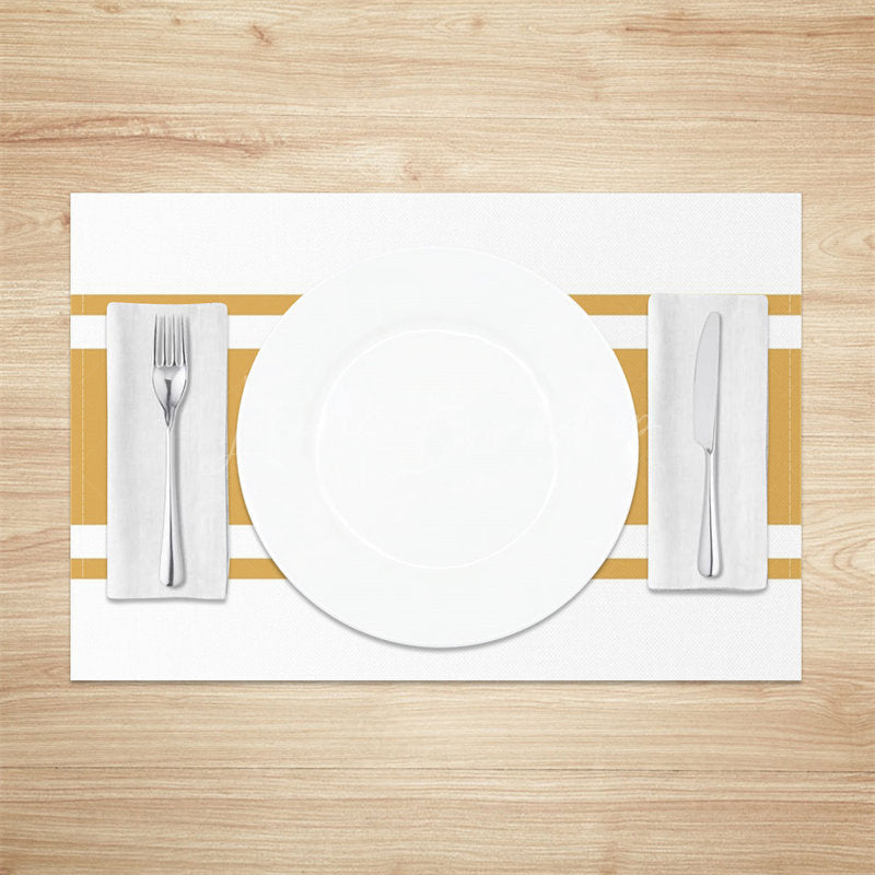 Lofaris Yellow White Modern Set Of 4 Placemats For Table