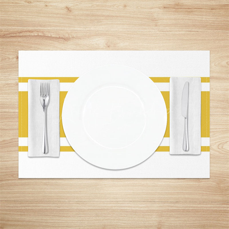 Lofaris Yellow White Simple Lines Dinner Set Of 4 Placemats