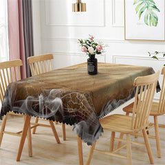 Lofaris Yellowed Crack Wall Spider Web Halloween Tablecloth