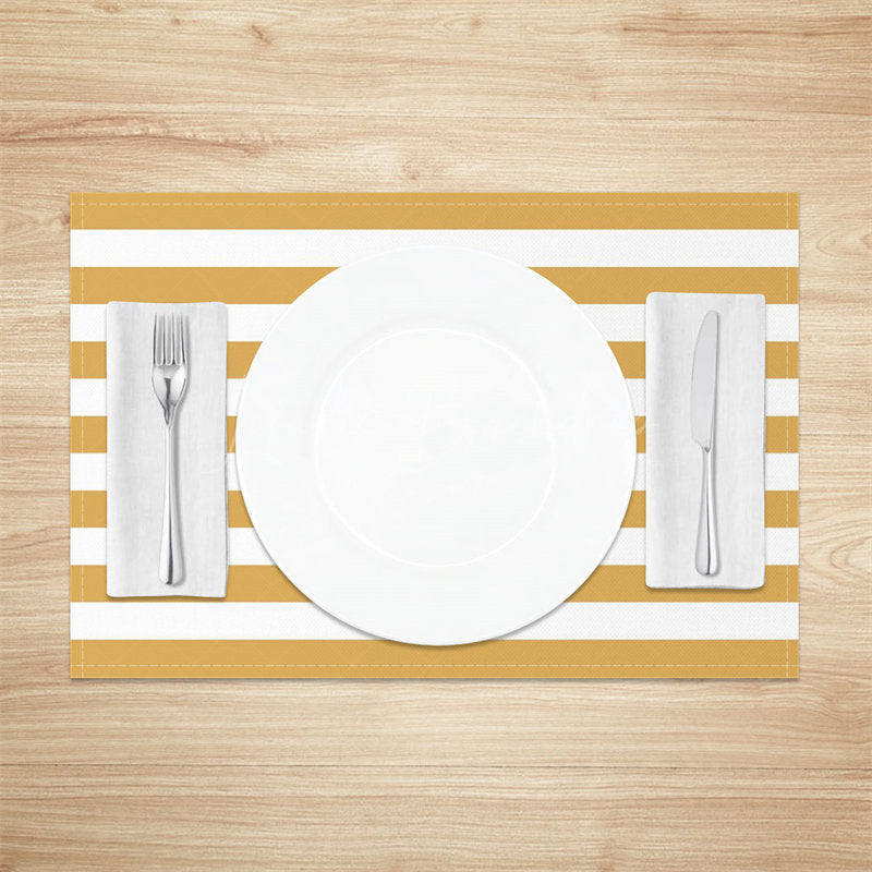 Lofaris Yellowish Brown White Stripes Set Of 4 Placemats