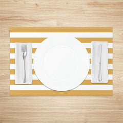 Lofaris Yellowish Brown White Stripes Set Of 4 Placemats