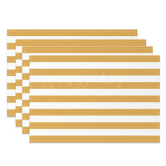 Lofaris Yellowish Brown White Stripes Set Of 4 Placemats