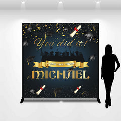 Lofaris You Did It Dark Custom Name Graduation Backdrop