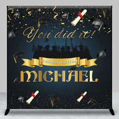 Lofaris You Did It Dark Custom Name Graduation Backdrop