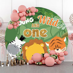 Lofaris Young Wild One Animals 1st Round Birthday Backdrop